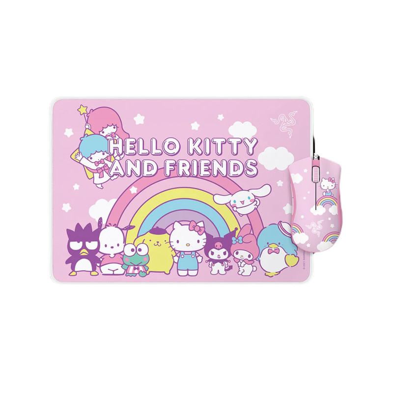 Razer DeathAdder Essential Gaming Mouse + Goliathus Mouse Mat Bundle - Hello Kitty and Friends Edition - فأرة